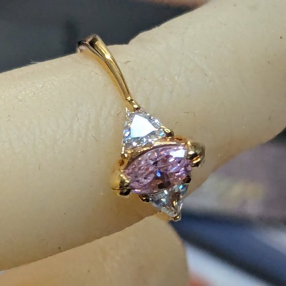 Promise Ring Pink Sapphire Cubic Zirconia October BirthStone 1ct - Picture 6 of 12
